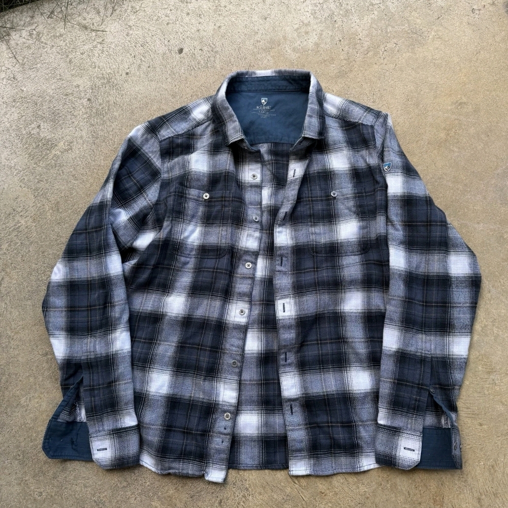 Kuhl Black and White Plaid Casual Button Down Shirt